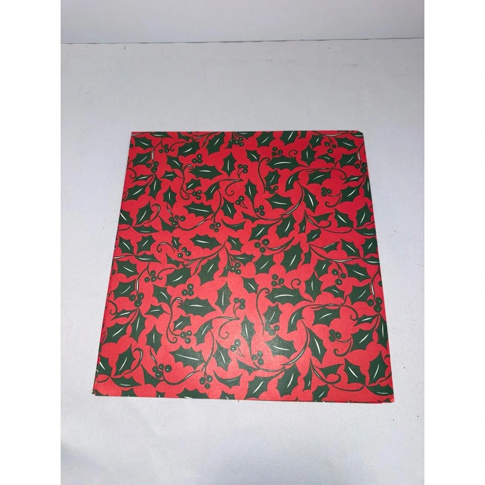 Vintage Christmas Gift Wrap Paper Red Green Holly Berry Holiday Crafting 26x18.5